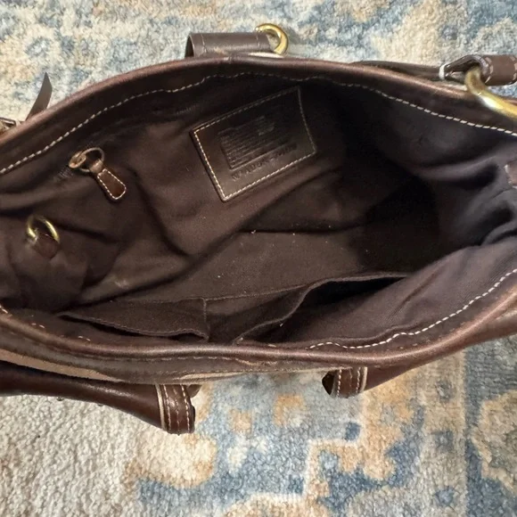 Coach Vintage Leather Brown and Cream Women's Bag - Picture 8 of 9